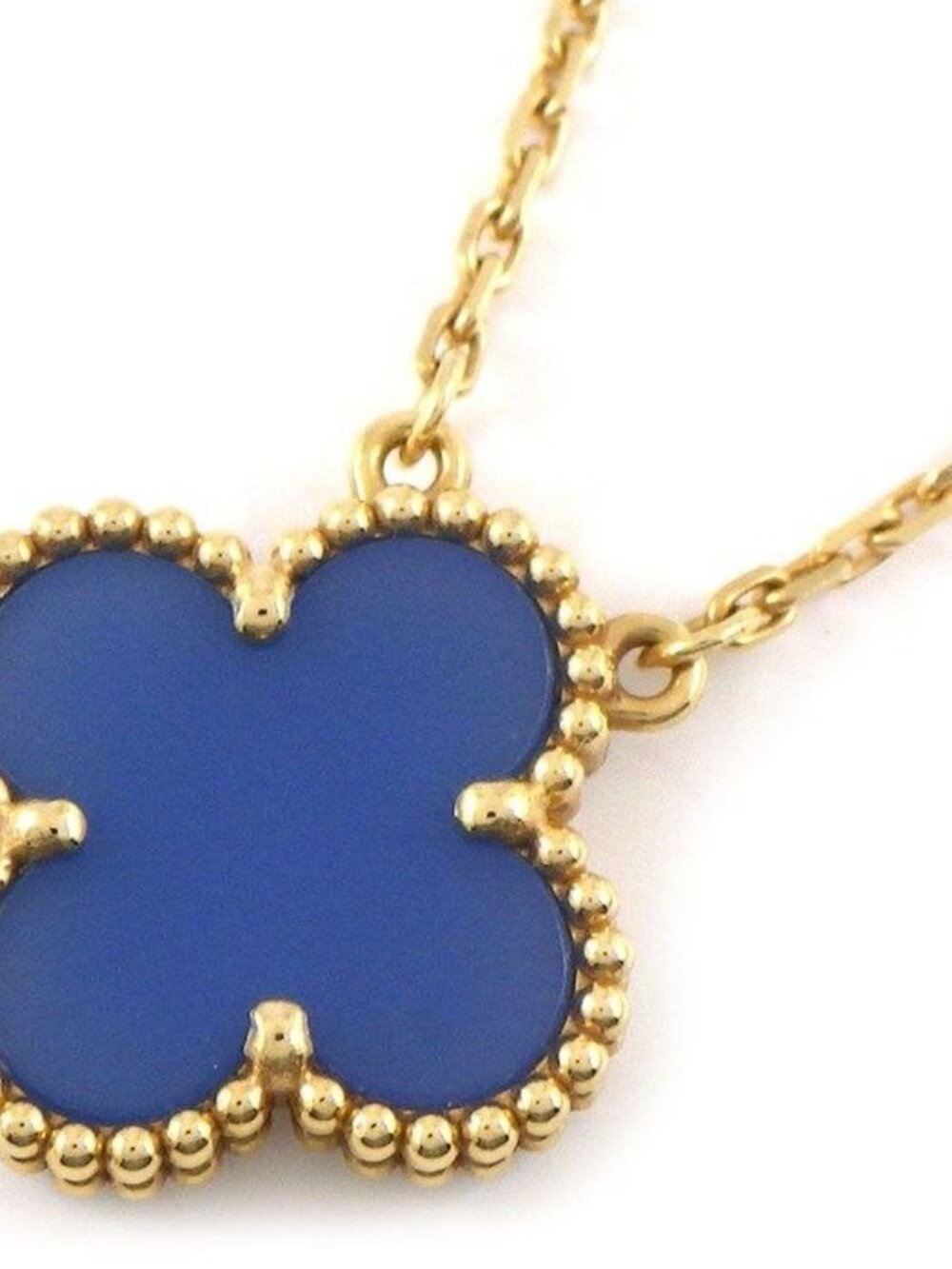 Van Cleef & Arpels Necklace Vintage Alhambra Vcarp9 Sy00 Blue Agate 18K Yellow